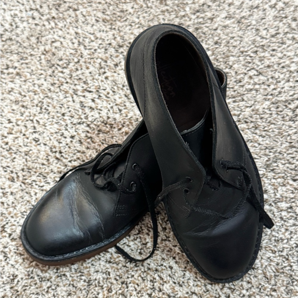 Clarks Men’s Buschare 2 Lace Up RARE BLACK Leather Chukka Boots Size 9M